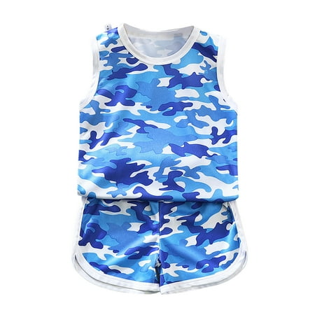 

QWERTYU Toddler Baby Child Children Kids Tank Top and Set Clothing Set Camouflage Sleeveless Outfits Summer for Boy 1Y-8Y
