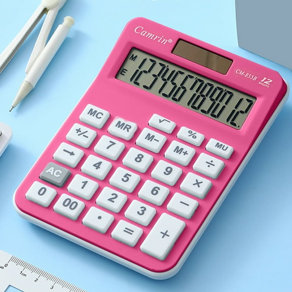 JingChun Basic Calculators for Students 12 Digits Large Display and Buttons Clear Large LCD Display Ideal for office School Home and Business Use School Supplies