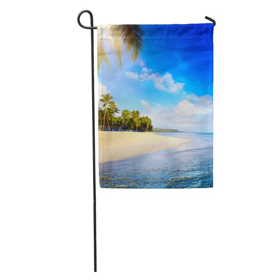 SIDONKU Barbados Summer Tropical Beach Peaceful Vacation Goa Fiji Cancun Bahamas Garden Flag Decorative Flag House Banner 12x18 inch