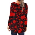 thumbnail image 4 of Camisas Para Mujer Camiseta Casual Impreso Manga Larga Cuello Redondo Fruncido Jersey Blusa Tops Odeerbi ODB128240, 4 of 6