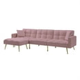 thumbnail image 5 of Aukfa 108" Living Room Sectional Sofa Bed, Velvet Sleeper Sofa, Nailhead Decor, 2 Pillows, Pink, 5 of 11