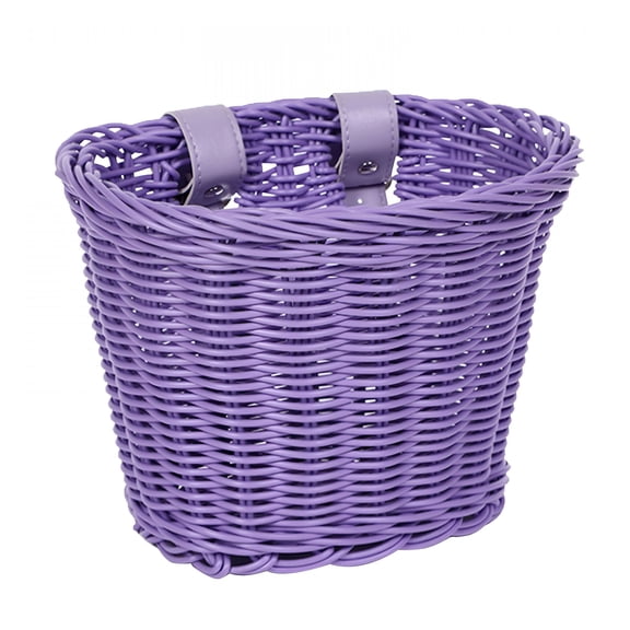 LAMIRO Kids Handlebar Bike Basket Imitation Rattan Hand Woven Basket Stylish for Children Detachable Accessory