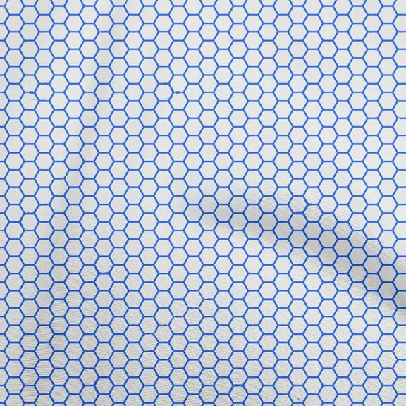 oneOone Polyester Spandex Medium Blue Fabric Geometric Hexagon Sewing Material Print Fabric By The Yard 56 Inch Wide