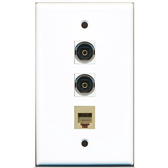 RiteAV - 1 Port Phone RJ11 RJ12 Beige 2 Port Toslink Wall Plate