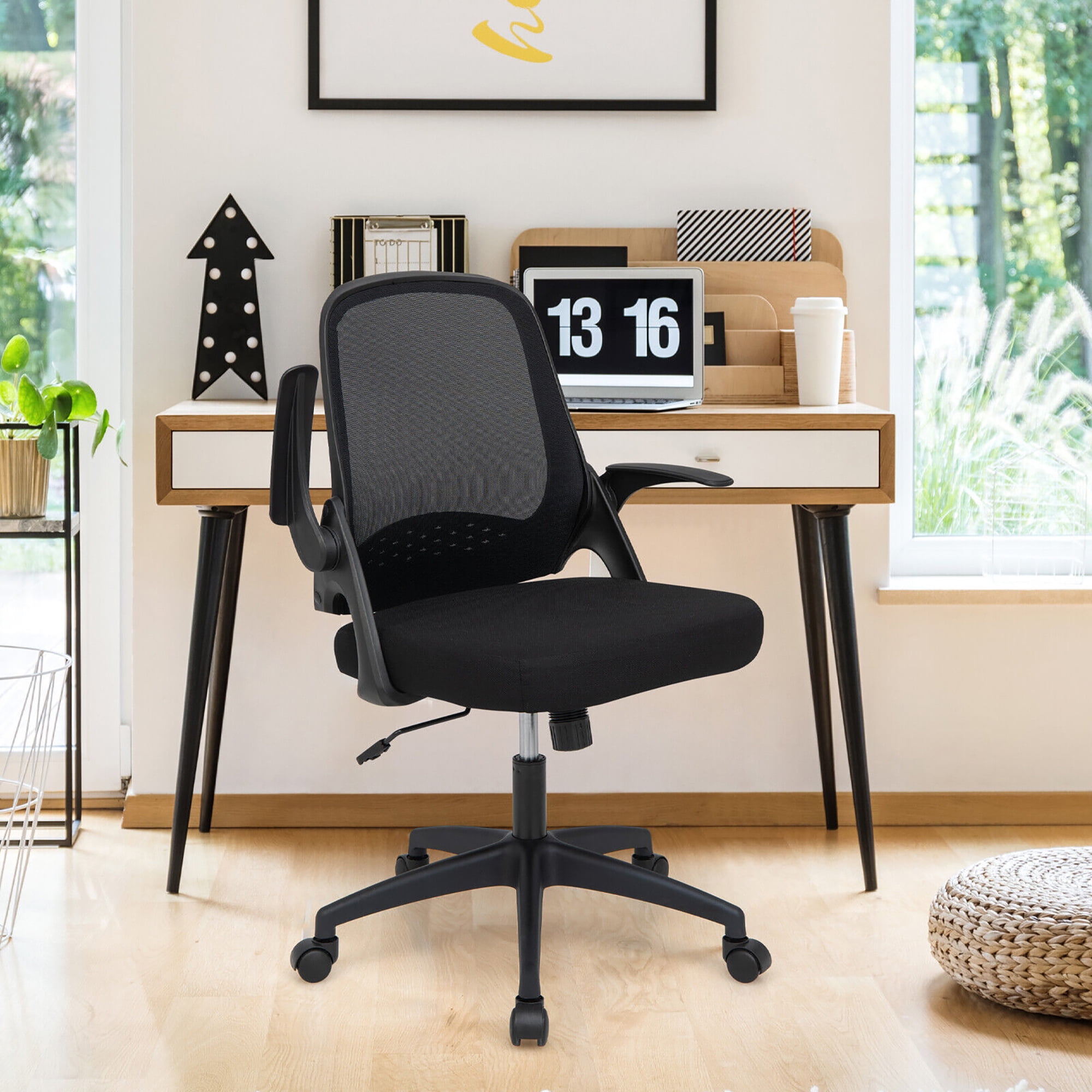 Costway Mesh Office Chair Adjustable Rolling Computer Desk Chair w/Flip-up Armrest Black