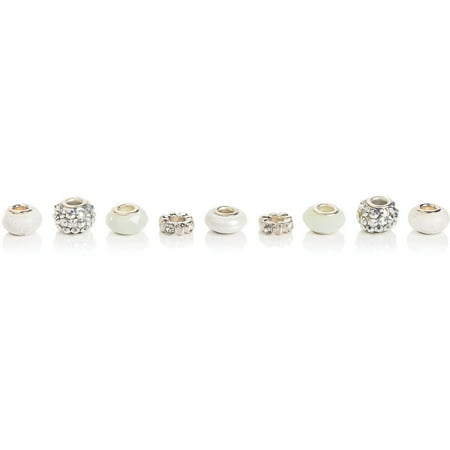 - Darice Mix & Mingle Metal Lined Wide Hole Silver & Pearl Mix Beads , 9 Piece