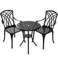 thumbnail image 4 of Kinger Home Bistro Set 3 Piece Outdoor Bistro Table Set Rust-Resistant Cast Aluminum Patio Furniture Set, Bistro Table and Chairs, Woven Design, Cushions Included, 4 of 5