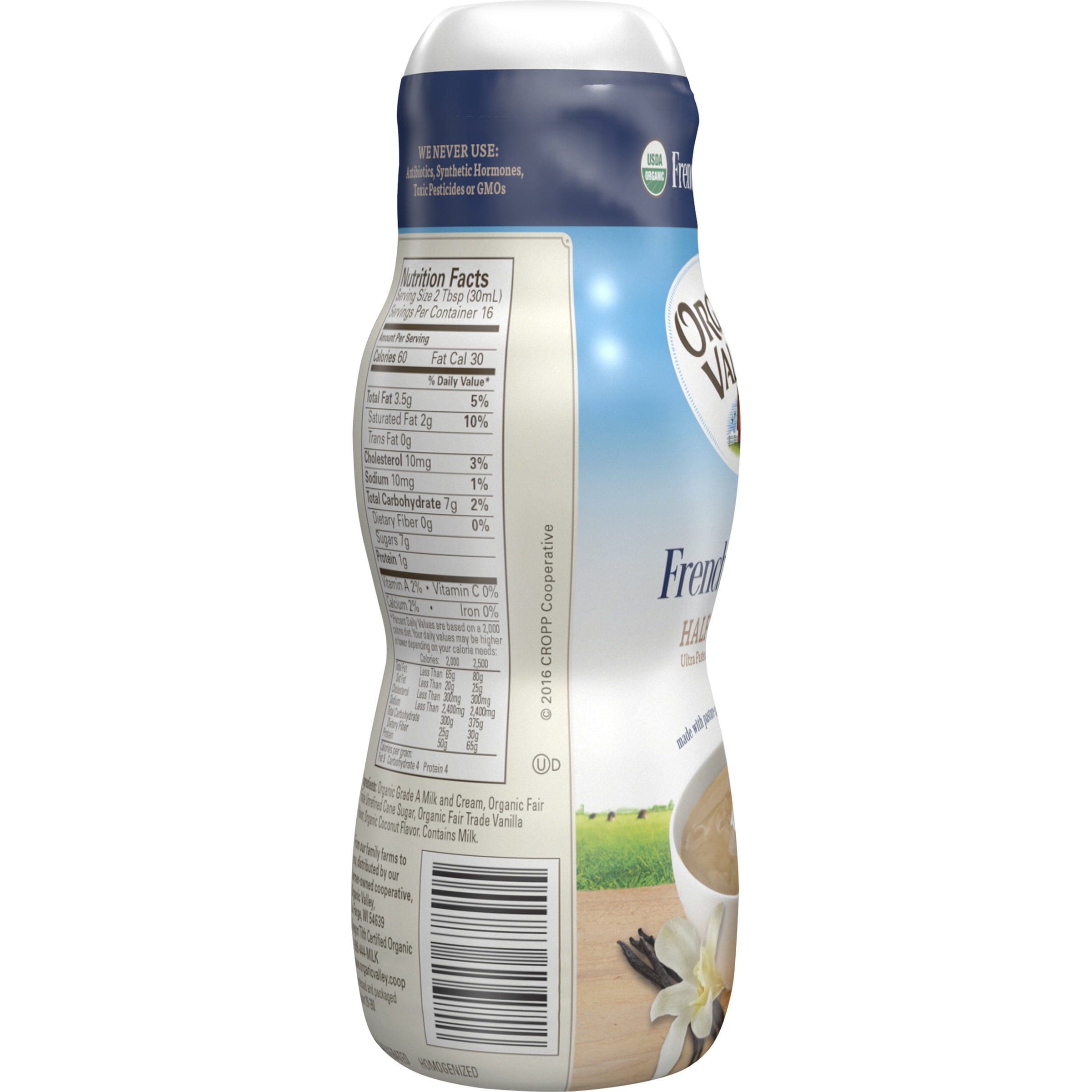 Organic Valley French Vanilla Half Half 1 Pint Walmart Com