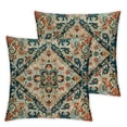 thumbnail image 2 of Acheng Orange Teal Boho Pillow Covers Set of 2, Persian Carpet Pattern Decor Bohemia Throw Pillows Outdoor Paisley Decorative Cushion Case Boho Decorations for Home Couch Sofa White, 2 of 6