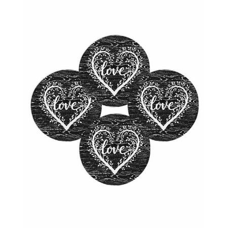 Valentine s Day Round Placemats Set of 4 Love Heart Place Mats Washable Woven Placemat Romantic Black Tree Branches Circle Braided Table Mat for Kitchen Dining Table Wedding Party Home Decor 15 Inch