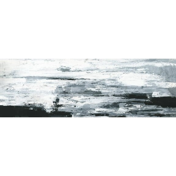 Parvez Taj "Black and White Smudges IV" Painting Print on Wrapped Canvas