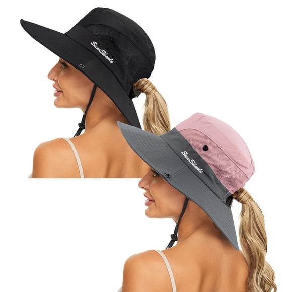 Sombrero Pogah para mujer, protección UV para verano, con agujero para cola de caballo
