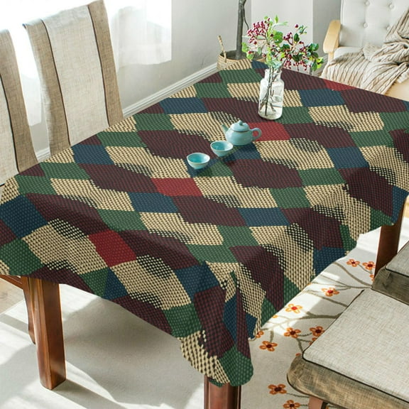 Yayeee Tablecloths 54" x 54" Rectangle Wrinkle Resistant Party Table Cover, Green Tartan Pattern