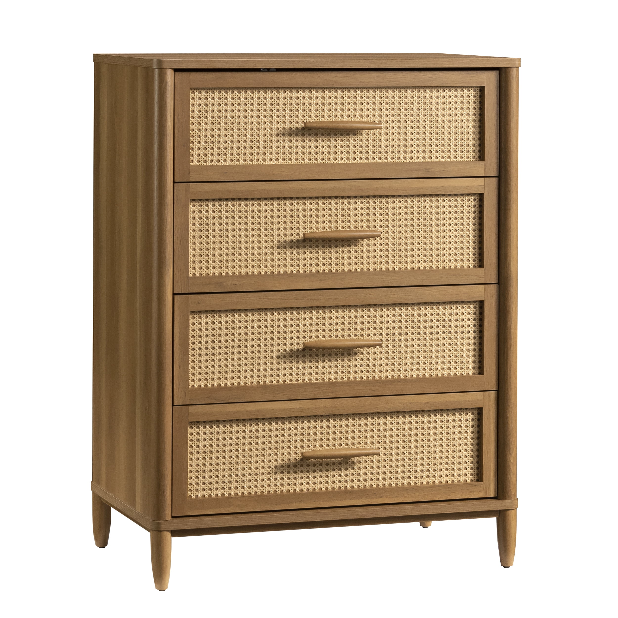 Better Homes & Gardens Springwood 4-Drawer Dresser with Caning Look, Light Honey