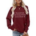 thumbnail image 2 of Weikingp Women's I'M Cold Graphic Sweatshirt Oversized Sweatshirt Plain Crewneck Sweatshirts Mother Sweatshirt Loose Casual Long Sleeve Pullover Fall Winter Tops Red S, 2 of 6