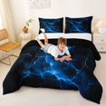 thumbnail image 3 of Homewish Blue Lightning Full Size Comforter Sets,Aesthetic Geometric Bedding Comforter Set,Black Reversible,3 Pieces,1 Comforter and 2 Pillowcases, 3 of 7