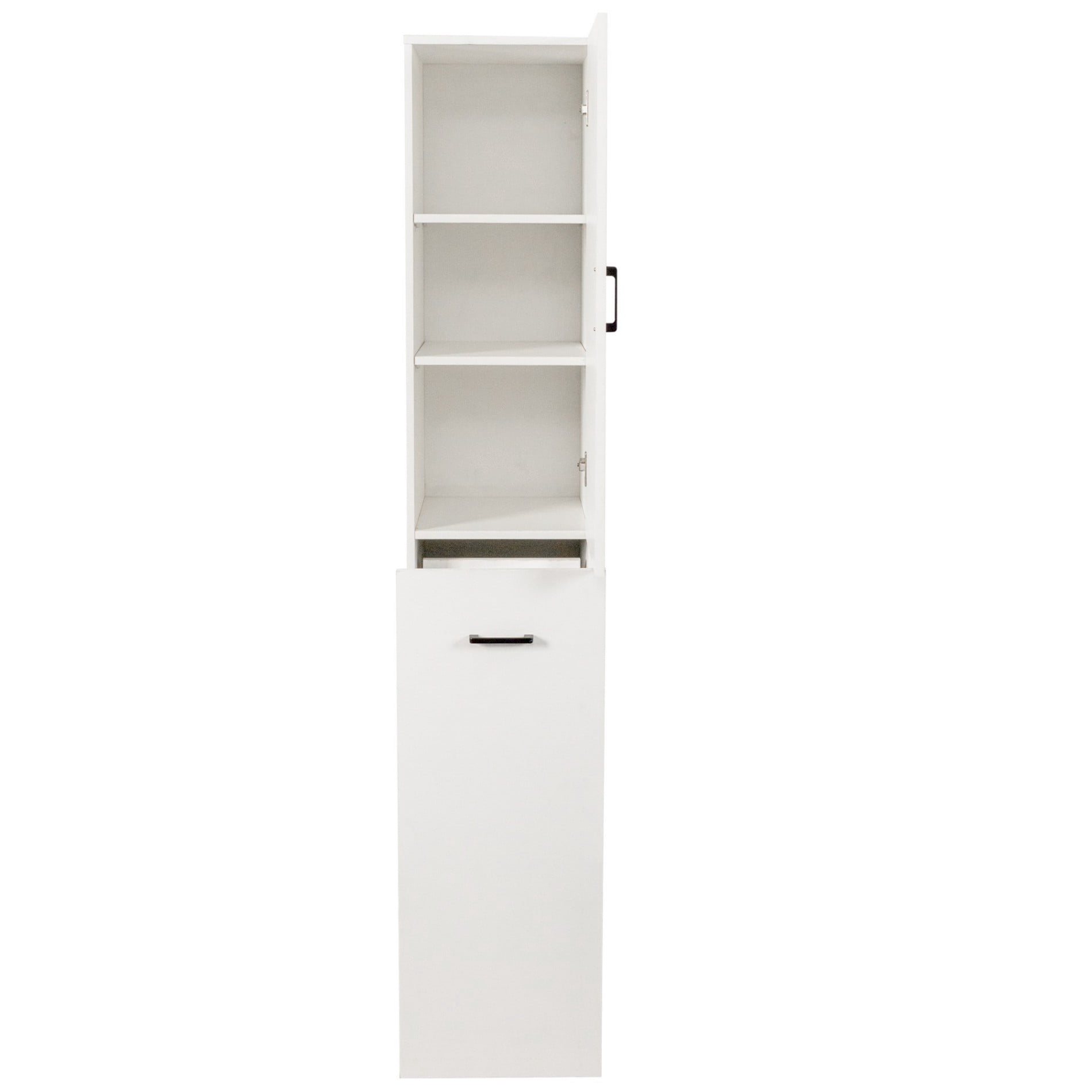 Tall Kitchen Pantry Cabinet with Pull-Out Shelves, Freestanding Storage Cabinet with Door, 3 Tier Sliding Organizer, Space Saving Pantry Cupboard for Kitchen, Dining Room, Living Room, White