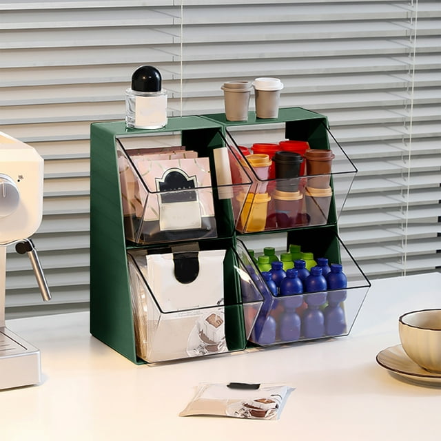TopLLC Tea Bag Organiser Tea Capsule Coffee Office Transparent Acrylic Desktop Storage Snacks Shelf Storage Shelf