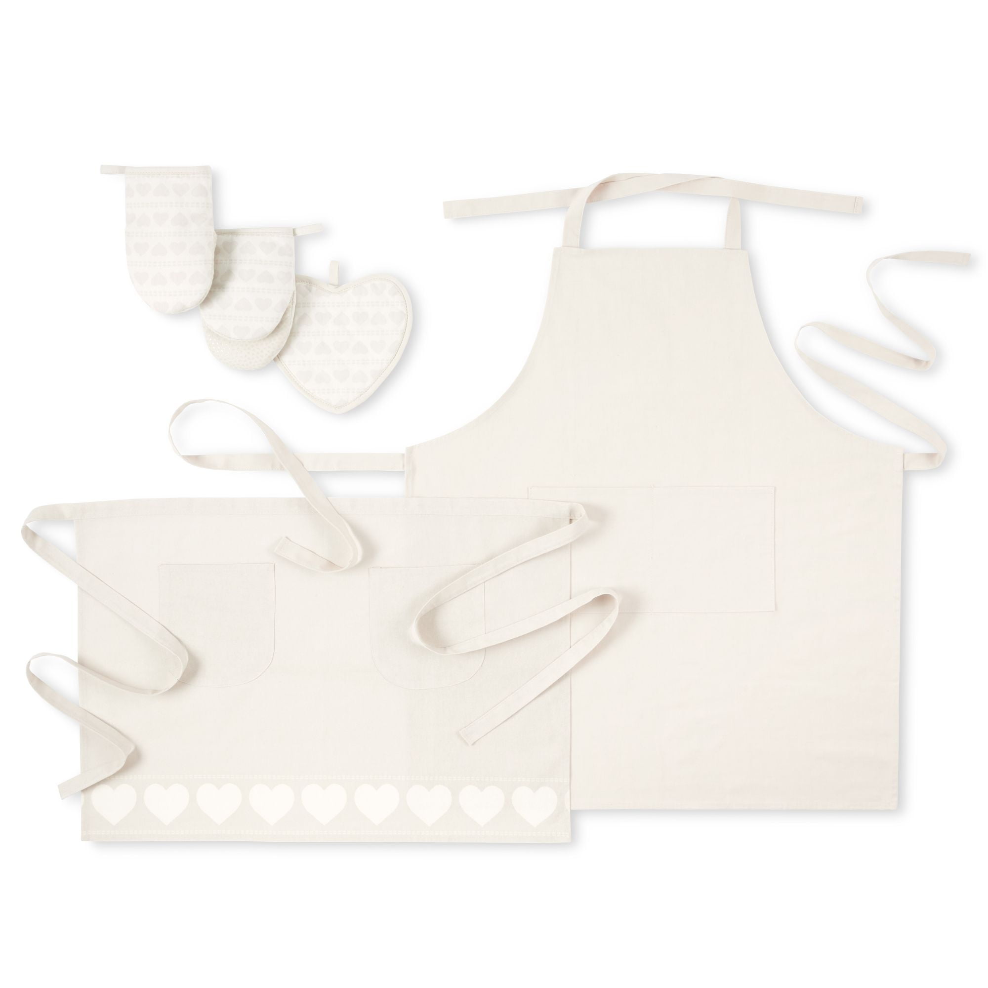 WC-WAY TO CELEBRATE Way To Celebrate Tonal Hearts Cooking for Two Apron, Pot Holder, and Mini Mitt Set, 5 Pieces