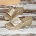 thumbnail image 7 of Narveanno Womens Platform Sandals Espadrilles Metal Chain Slip on Open Toe Cute Beach Slide Sandals Gold 9.5, 7 of 7