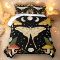 thumbnail image 2 of Homewish Cartoon Moths Twin Quilt Set,Watercolor Daisy Floral Mushroom Twin Coverlet Set,Black Cream,Black Reversible,2pcs, 2 of 7