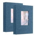 thumbnail image 1 of Álbum de Fotos Pequeño de 2 Paquetes, Libro de Imágenes con Cubierta de Lino de 5x7 que Almacena 52 Fotos, Azul, 1 of 7