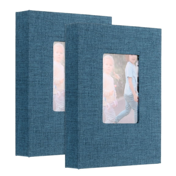 2Pack Small Photo Album, 5x7 Linen Cover Picture Book Hold 52 Photos, Blue