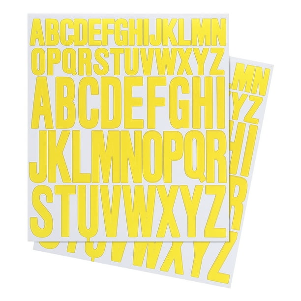 Calcomanías de Letras Uxcell 1 pulgada 2 pulgadas, 12 Hojas de Calcomanías de Letras Adhesivas de Vinilo, Amarillo