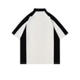thumbnail image 4 of Camisas Elvqul de Hombre Blanco Casual Manga Corta con Estampado de Bloques de Color con Solapa, 4 of 4