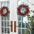 thumbnail image 4 of 20 Inch Artificial Christmas Wreath, Winter Wreath for Front Door with Red Berries and Cedar Leaves, Indoor Outdoor Xmas Decor, 4 of 7
