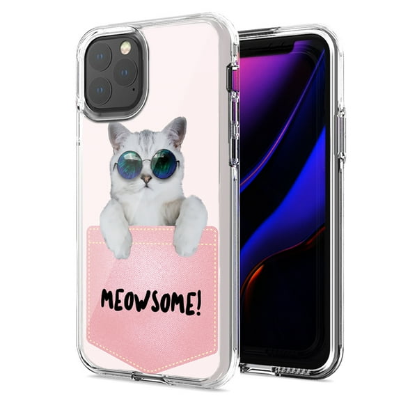 MUNDAZE For Apple iPhone 11 Pro Max Meowsome Cat Design Double Layer Phone Case