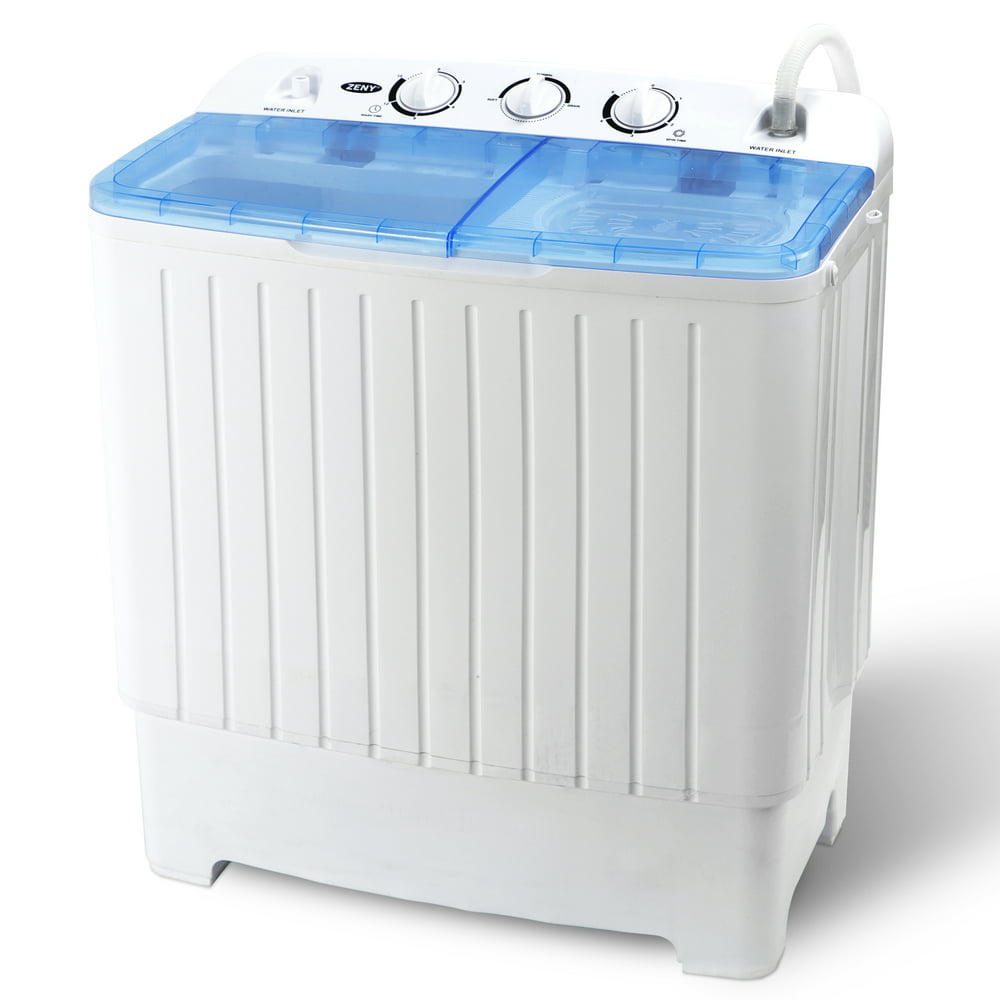 Zeny Portable Compact Mini Twin Tub Washing Machine Washer XL 17.6lbs Capacity w/Wash and Spin Cycle, Built-in Gravity Drain