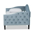 thumbnail image 3 of Baxton Studio Benjamin Modern and Contemporary Light Blue Velvet Fabric Upholstered and Dark Brown Finished Wood Full, 3 of 7