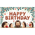 thumbnail image 2 of Floral Design Happy Birthday Party Hedgehog Banner Animal Theme for Kids Party Event Celebration Indoor Decoration, 2 of 7