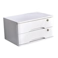 thumbnail image 4 of Caja de almacenamiento de escritorio de madera con cerradura, organizador de escritorio de 2 niveles, resistente Blanco, 4 of 9