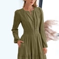 thumbnail image 4 of Womens Summer 2026 Casual Maxi Dresses - Long Sleeve V Neck Elastic Waist Tiered Lightweight Boho Beach Dress with Pockets, 4 of 7