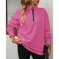 thumbnail image 3 of SWSMCLT Women's Half Zip Sweatshirt Thermal Long Sleeve High Neck Polar Fleece Sweat Shirt Zip Top Fall Fashion Rose Small, 3 of 4