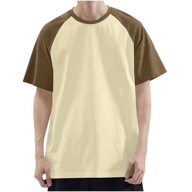 CHGBMOK Chemises pour Hommes Décontractées Mode Couleur Unie Col à Revers Haut Manches Courtes Col Rond Tailles P-3TG