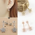 thumbnail image 4 of UDIYO Elegant Fashion Snowflake Rhinestone Crystal Dangle Earrings for Female Daily Outfits, 4 of 7
