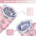 thumbnail image 5 of 40oz Cute Watermelon Pattern Stainless Steel Flip Straw Tumbler Spill Proof Travel Cup Double Wall Vacuum Insulated Coffee Mug with Top Handle, 5 of 6