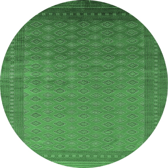 Ahgly Company Indoor Round Oriental Emerald Green Industrial Area Rugs, 8' Round