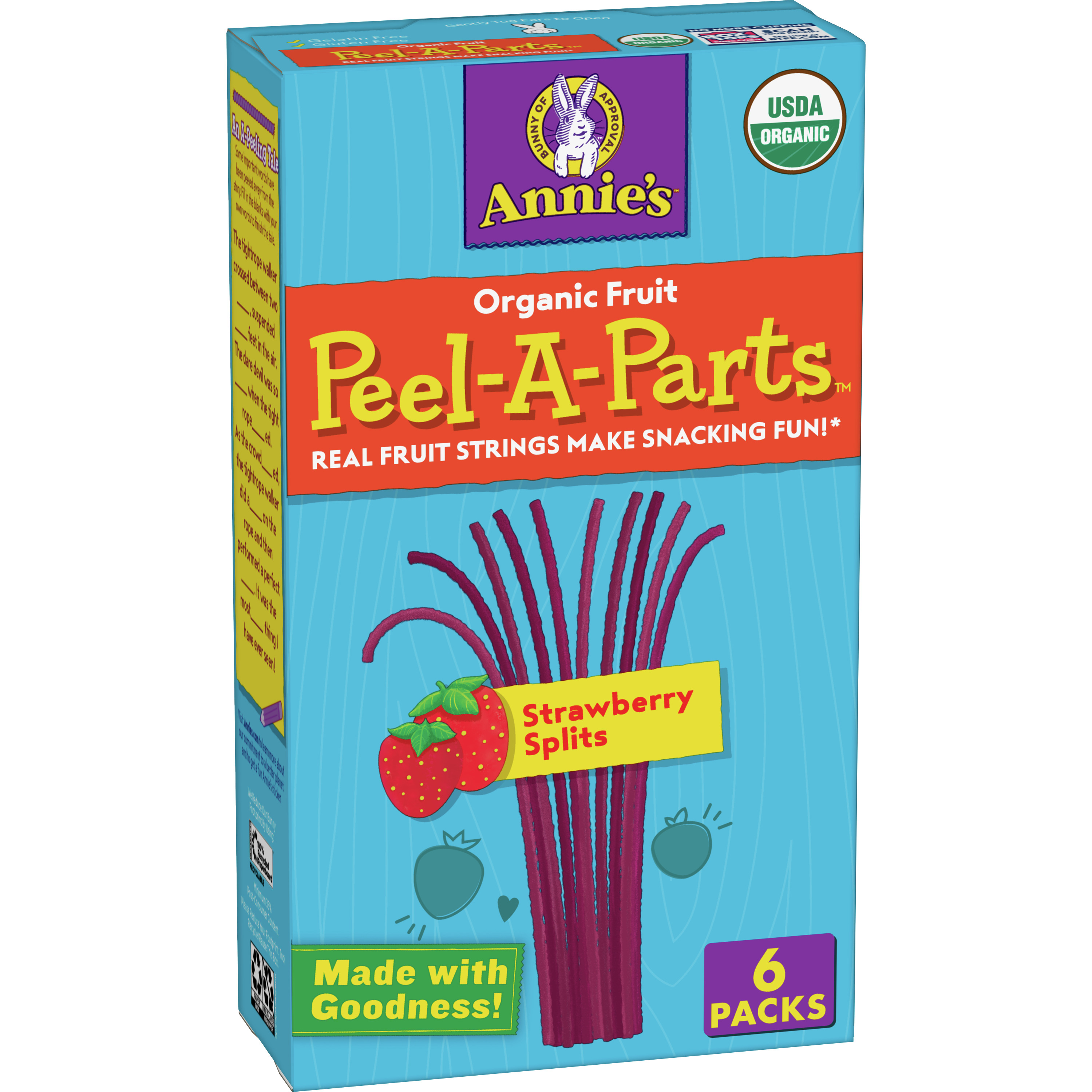 Annie's Organic Peel-A-Parts Fruit-Flavored Snacks, Strawberry Splits ...