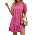 thumbnail image 2 of MOSHU Crew Neck Dresses for Women Short Sleeve Women Dresses Casual Swing Babydoll Midi Dress with Pockets, 2 of 12