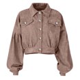 thumbnail image 5 of WTOBBY Women's Casual Corduroy Jacket Single-breasted Coat, Comfortable and Trendy Ribbed Fabric Jacket for Everyday Casual Style,Khaki L, 5 of 5