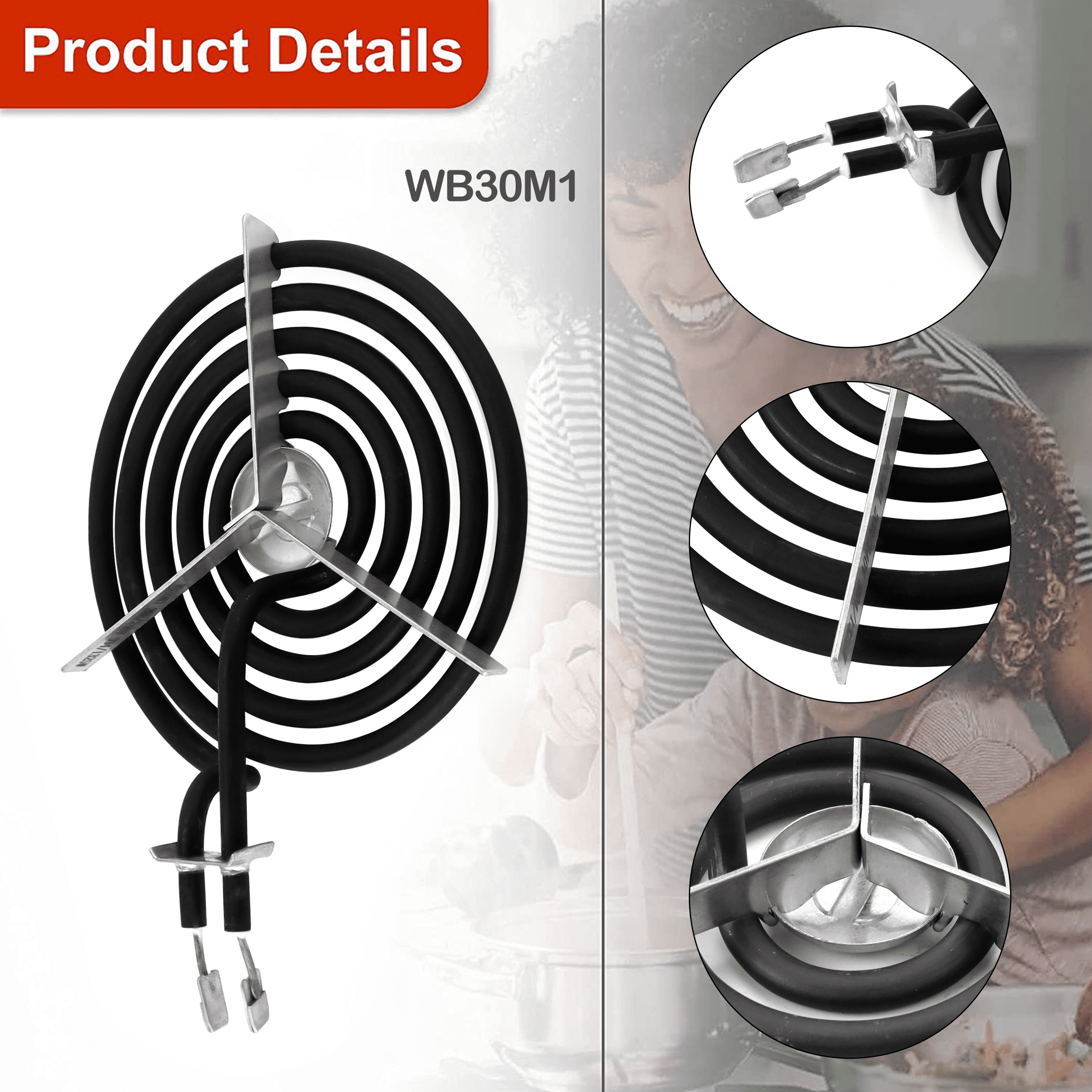 Beaquicy 5-Turn Electric Range Stove Coil Surface Burner Element Kit, 1350 Watts for GE Hotpoint