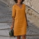 thumbnail image 2 of Vestido mini de algodón y lino con cuello en V para mujer - Manga corta, diseño informal/moda, verano/otoño, corte holgado, lavado a mano, disponible en tallas S-XXL, 2 of 4