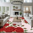 thumbnail image 4 of Pink Valentine's Day Washable Area Rug 5 x 8 ft Romantic Red Roses, Soft Non Slip Rugs Stain Repellent Indoor Felt Carpet for Living Dining Room Bedroom Home Office, 4 of 9
