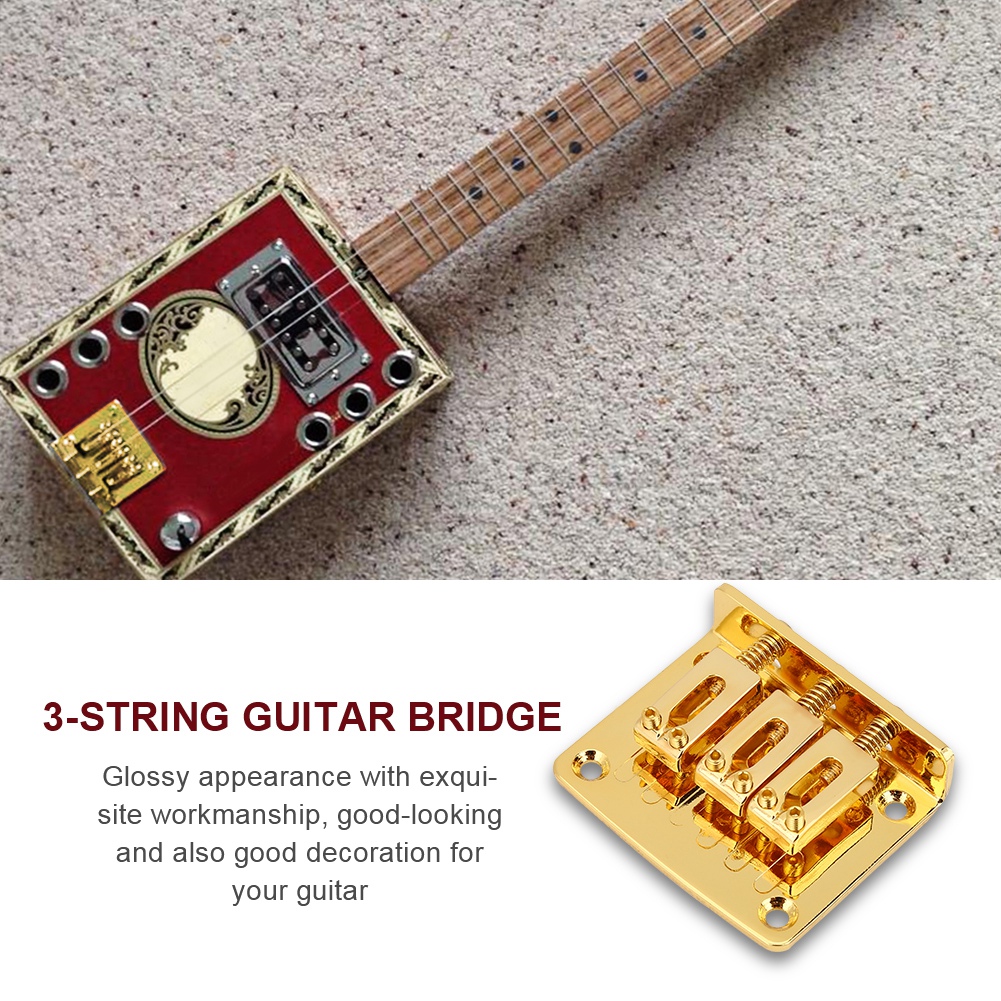 Zinc Alloy Electric Guitar Bridge Replacement Part for Cigar Box Electric Guitar 3 String Guitar Bridge 