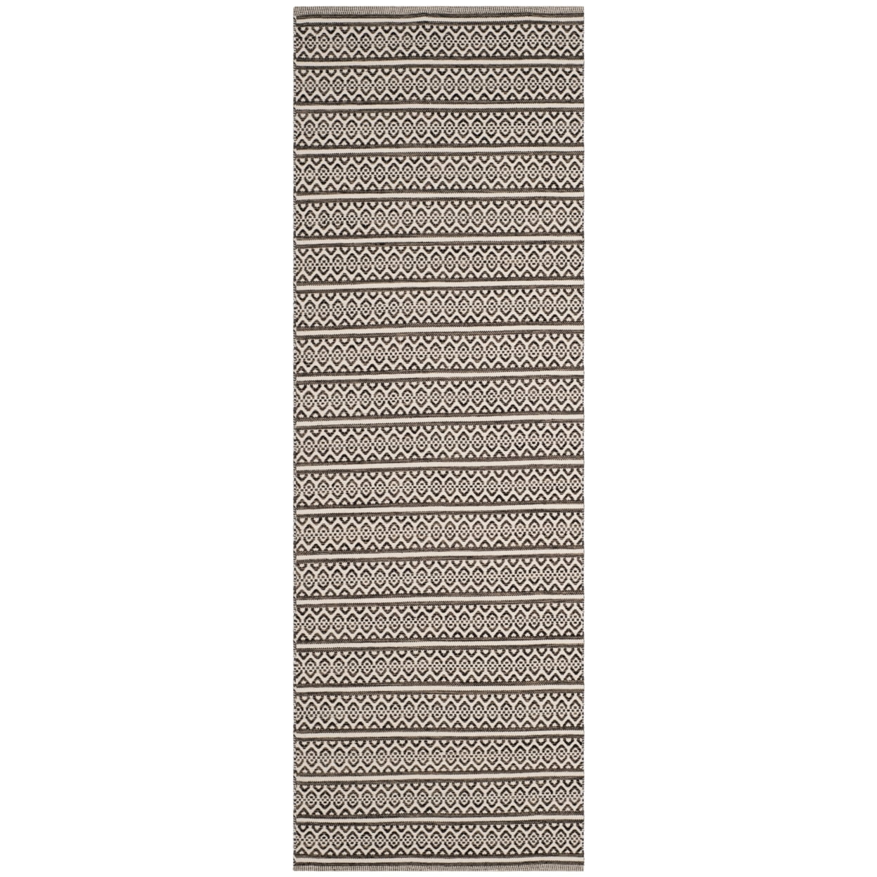 SAFAVIEH Montauk Randall Geometric Cotton Runner Rug, Ivory/Black, 2'3" x 6'