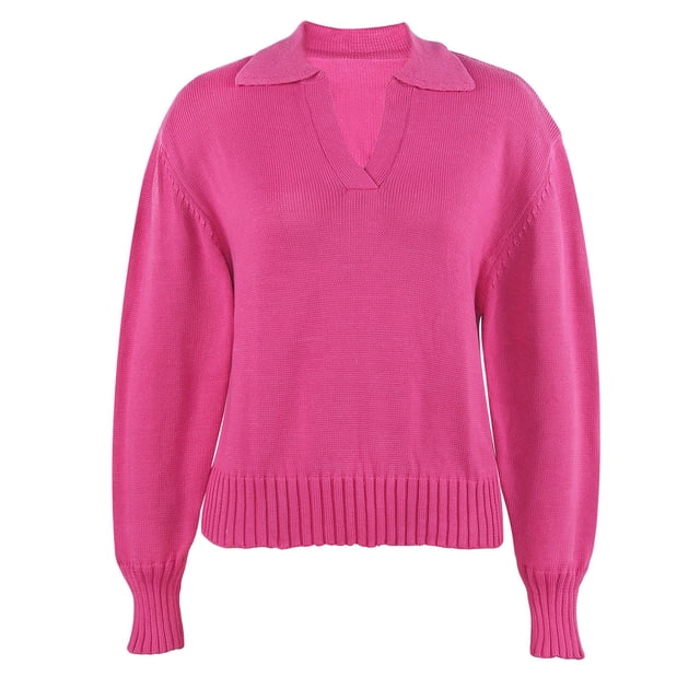 CEHVOM Chandail Polyvalent pour Femme à Col à Revers Uni, Coupe Ample, Mode Décontractée, Liquidation